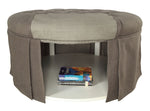 Claes Gray Fabric Ottoman with Open Shelf