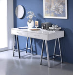 Coleen White High Gloss Wood/Chrome Metal Writing Desk