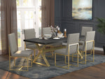 Conway 2 Grey Leatherette/Aged Gold Metal Side Chairs