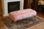 Cosette Pink Fur/Clear Acryl Accent Bench