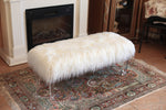 Cosette White Fur/Clear Acryl Accent Bench