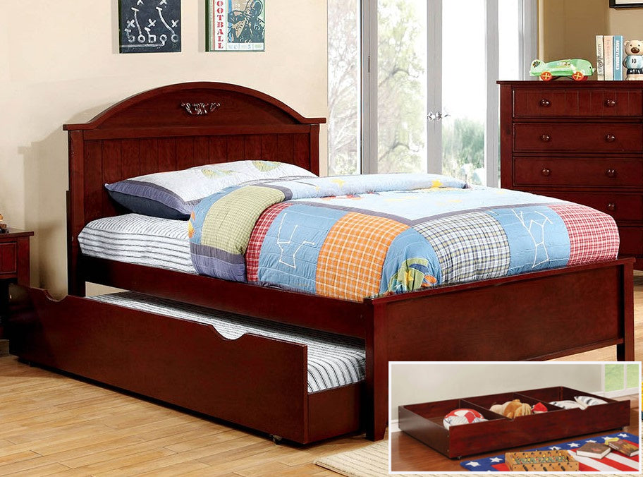 Medina Cherry Wood Full Bed w/Trundle-Drawers