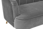 Daisy Petite Grey Velvet Channel Tufted Settee