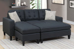 Daren Black Polyfiber Convertible Sectional with Ottoman