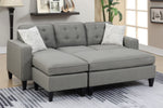 Daren Light Grey Polyfiber Convertible Sectional w/Ottoman