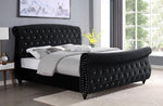 Yuliana Black Velour Queen Sleigh Bed