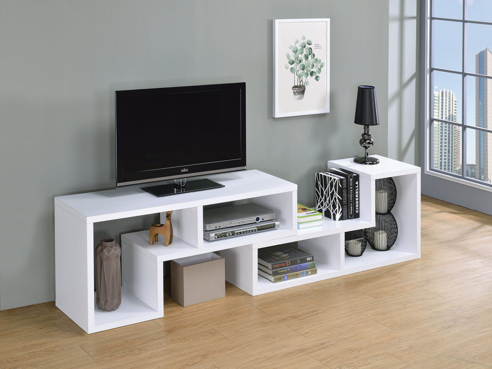 Yves 2-Pc White Wood Bookcase/TV Console