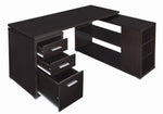 Yvette Contemporary Cappuccino Wood L-Shape Office Desk