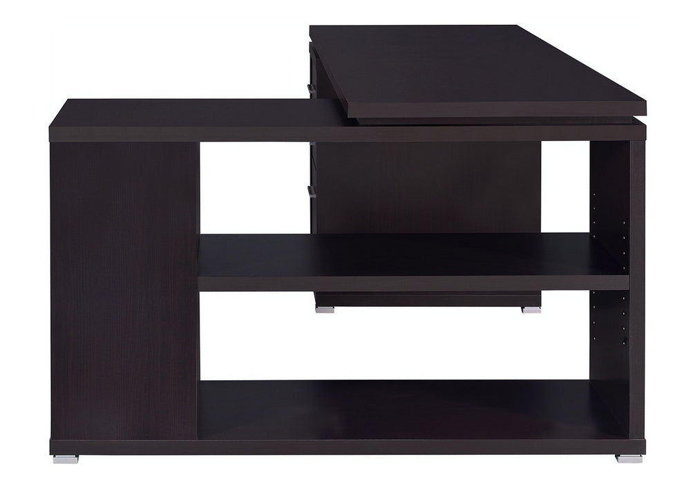 Yvette Contemporary Cappuccino Wood LShape Office Desk Aetna Stores