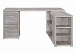 Yvette Contemporary Grey Driftwood Wood L-Shape Office Desk