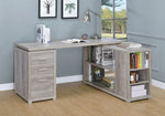 Yvette Contemporary Grey Driftwood Wood L-Shape Office Desk