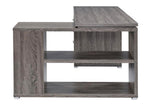 Yvette Contemporary Weathered Grey Wood L-Shape Office Desk