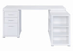 Yvette Contemporary White Wood L-Shape Office Desk