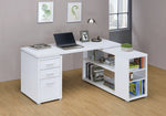 Yvette Contemporary White Wood L-Shape Office Desk