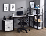 Zaidin Antique White Wood/Black Metal Large Office Desk