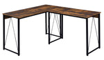 Zaidin Weathered Oak Wood/Black Metal Small Office Desk