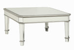 Zaira Clear Mirror/Silver Wood Square Coffee Table