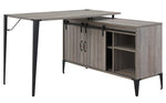 Zakwani Gray Oak Wood Writing Desk with Cabinet