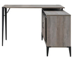 Zakwani Gray Oak Wood Writing Desk with Cabinet