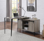 Zakwani Gray Oak Wood Writing Desk with Cabinet