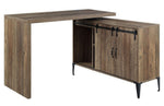 Zakwani Rustic Oak Wood Swivel Writing Desk with Cabinet & USB