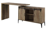 Zakwani Rustic Oak Wood Swivel Writing Desk with Cabinet & USB