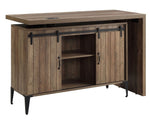 Zakwani Rustic Oak Wood Swivel Writing Desk with Cabinet & USB