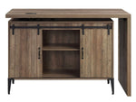 Zakwani Rustic Oak Wood Swivel Writing Desk with Cabinet & USB