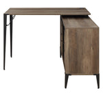 Zakwani Rustic Oak Wood Writing Desk & Cabinet with USB