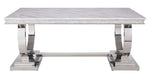 Zander White Printed Faux Marble/Silver Metal Dining Table