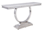 Zander White Printed Faux Marble/Silver Metal Sofa Table