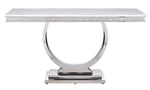 Zander White Printed Faux Marble/Silver Metal Sofa Table