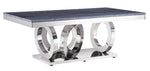 Zasir Gray Faux Marble/Mirrored Silver Metal Coffee Table