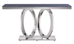 Zasir Gray Faux Marble/Mirrored Silver Metal Sofa Table