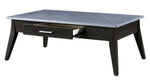 Zemocryss Dark Brown Wood/Marble Coffee Table with Drawer