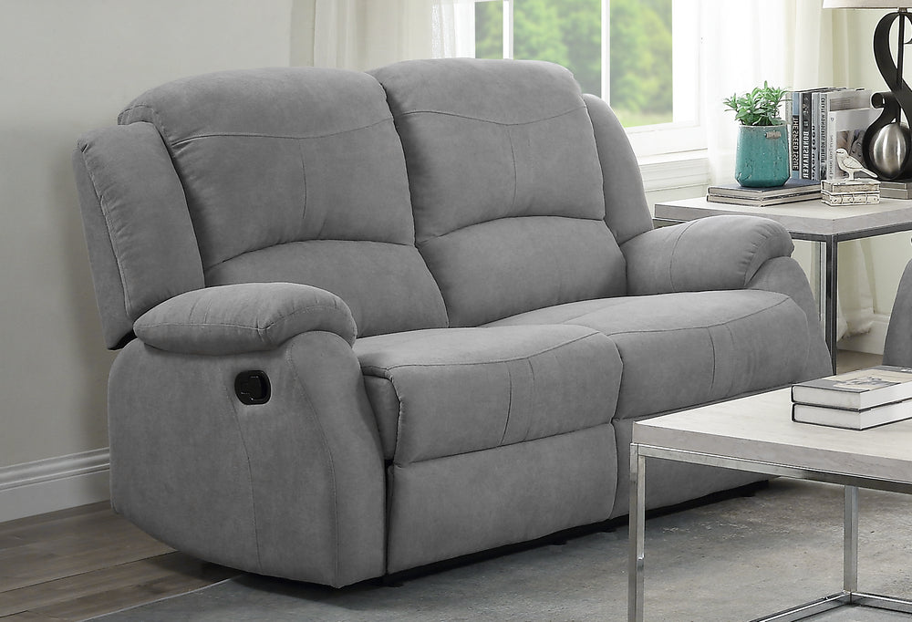 Zorina Gray Linen Manual Recliner Loveseat