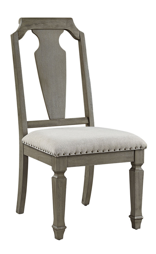 Zumala 2 Beige Linen/Weathered Oak Wood Side Chairs