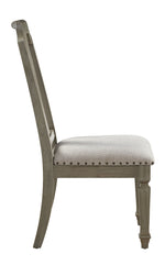 Zumala 2 Beige Linen/Weathered Oak Wood Side Chairs