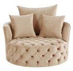 Zunyas Beige Velvet Swivel Accent Chair