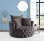 Zunyas Gray Velvet Swivel Accent Chair