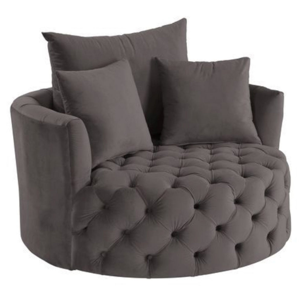 Zunyas Gray Velvet Swivel Accent Chair