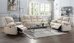 Zuriel Beige PU Leather Power Recliner Loveseat with USB