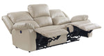 Zuriel Beige PU Leather Power Recliner Sofa with USB