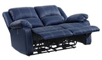 Zuriel Blue PU Leather Power Recliner Loveseat with USB