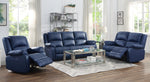 Zuriel Blue PU Leather Power Recliner Loveseat with USB