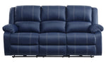 Zuriel Blue PU Leather Power Recliner Sofa with USB