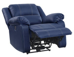 Zuriel Blue PU Leather Power Recliner with USB