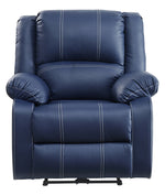 Zuriel Blue PU Leather Power Recliner with USB