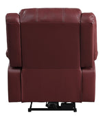 Zuriel Red PU Leather Power Recliner with USB